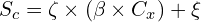  S_c = \zeta \times (\beta \times C_x) + \xi 